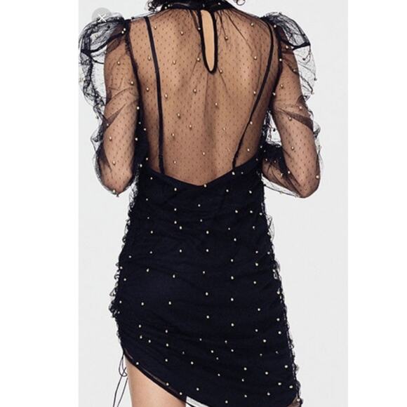 For Love & Lemons Sz S CLEMENCE Black Noir Dress - Picture 6 of 8